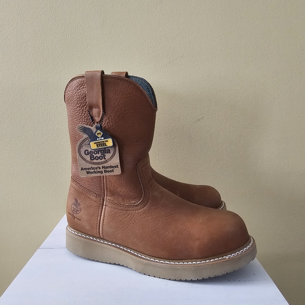 GEORGIA BOOT WEDGE 10" STEEL TOE PULL-ON WELLINGTON WORK BOOTS G5353 - 11.5